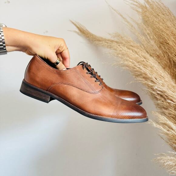 MENS KENNETH COLE Dark Brown Mahogany Leather Derby Oxford Lace Up Shoes 8.5 main image 11